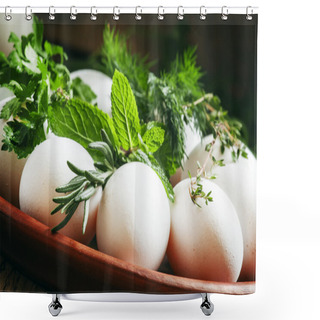 Personality   Easter Eggs With A Pattern Of Herbs Shower Curtains