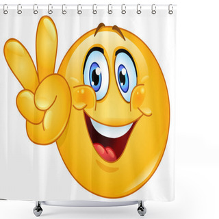Personality  V Sign Emoticon Shower Curtains