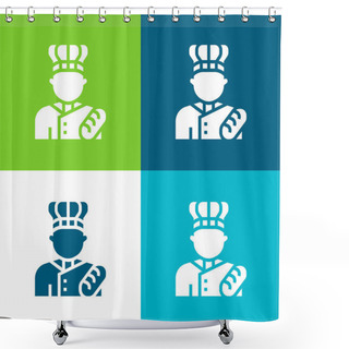 Personality  Baker Flat Four Color Minimal Icon Set Shower Curtains