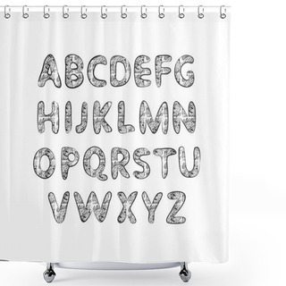 Personality  Hand Drawn And Sketched Classic Font Shower Curtains