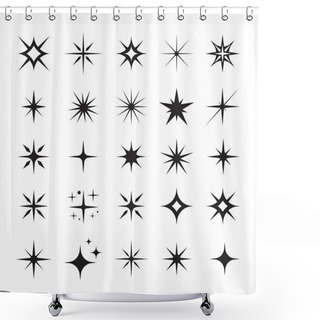 Personality  Star Icons. Twinkling Stars. Sparkles, Shining Burst. Christmas Stars Vector Isolated. Shower Curtains