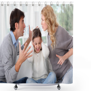 Personality  Couple Fighting In Front Of Child Shower Curtains