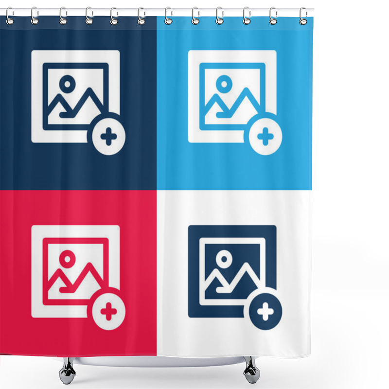 Personality  Add Image blue and red four color minimal icon set shower curtains