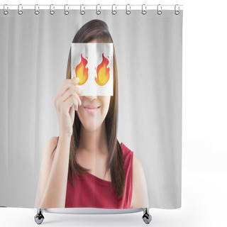 Personality  Angry Look Of Woman - Woman Eyes With Burning Fire In The Eyes Shower Curtains