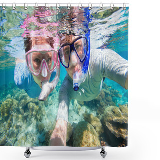 Personality  Couple Snorkeling Shower Curtains
