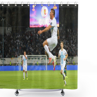 Personality  Soccer Players Celebrate A Score Shower Curtains