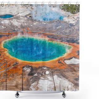 Personality  Famous Grand Prismatic Spring. Shower Curtains