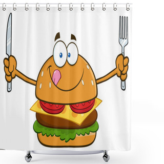 Personality  Burger Cartoon Character  Shower Curtains