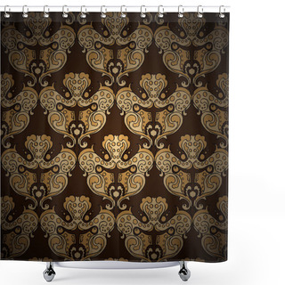 Personality  Seamless Damask Vector Pattern Shower Curtains