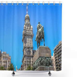 Personality  Plaza Independencia, Independence Square, In Montevideo, At Sunny Day, Uruguay South America Shower Curtains