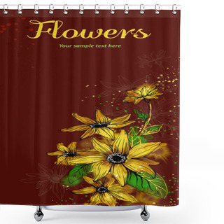 Personality  Vector Card With Stylized Flowers. Shower Curtains
