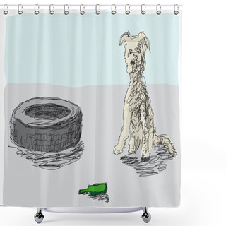 Personality  Abandoned Dog Shower Curtains