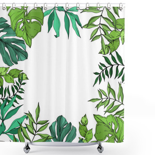Personality  Vector Palm Beach Tree Leaves Jungle Botanical. Black And White Engraved Ink Art. Frame Border Ornament Square. Shower Curtains
