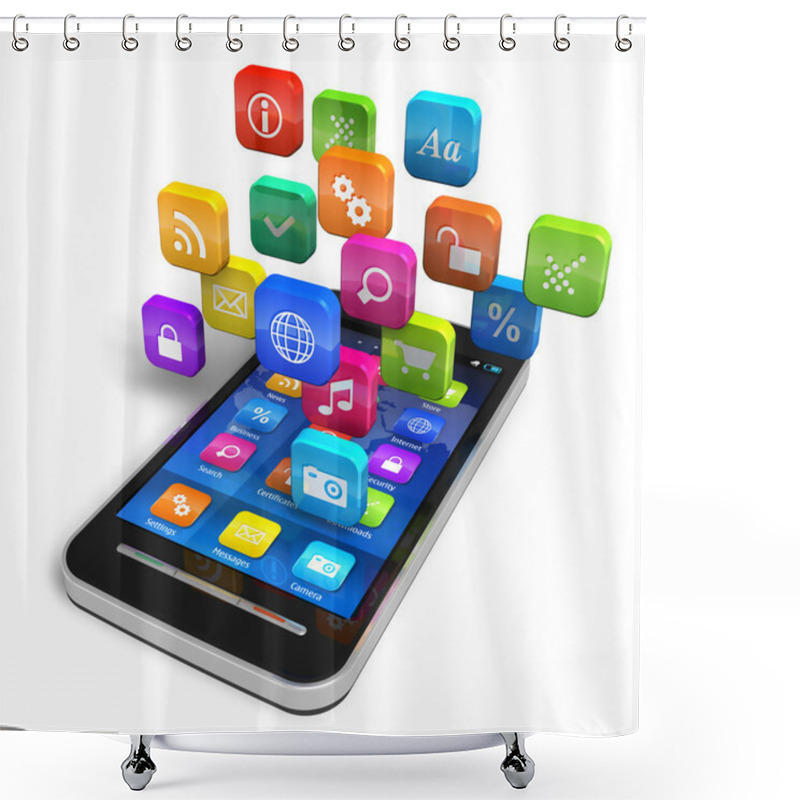 Personality  Smartphone with cloud of application icons shower curtains