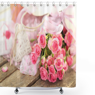 Personality  Beautiful Romantic Composition With Flowers. St. Valentines Day Background Shower Curtains