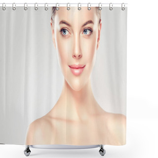 Personality  Young Woman With Clean Fresh Skin  Shower Curtains