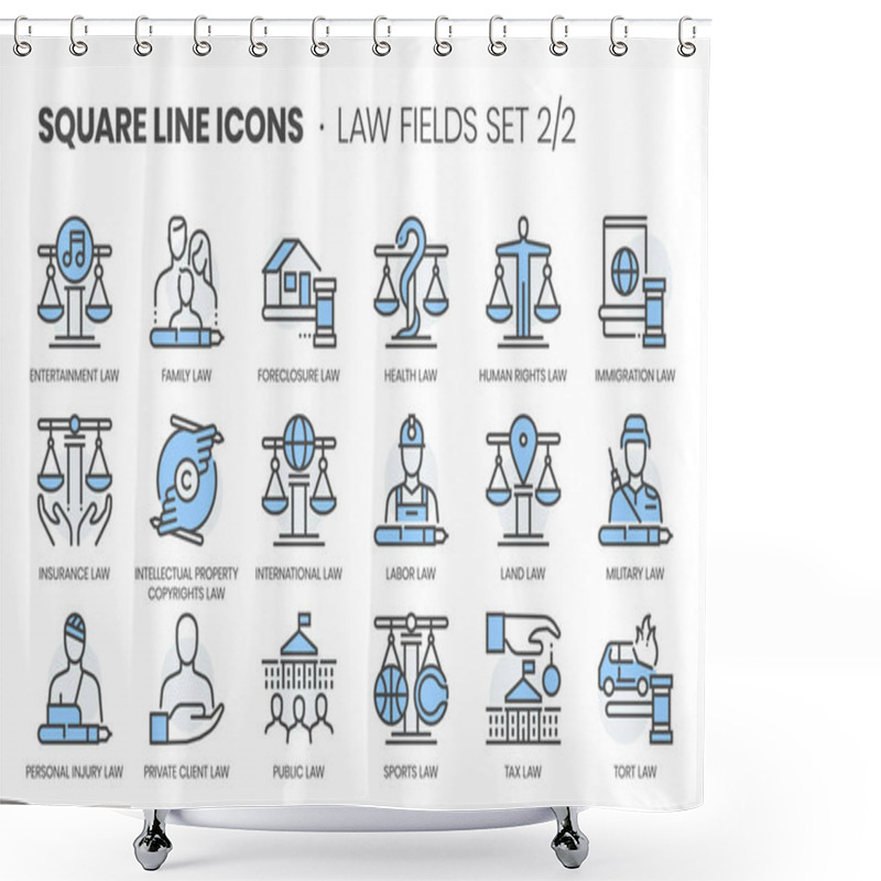 Personality  Law Fields Related, Square Line Color Vector Icon Set For Applications And Website Development. The Icon Set Is Editable Stroke, Pixel Perfect And 64x64. Crafted With Precision And Eye For Quality. Shower Curtains