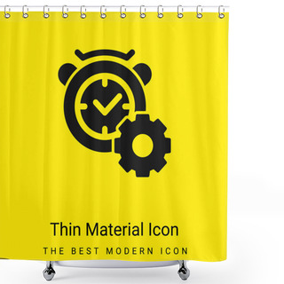 Personality  Alarm Clock Minimal Bright Yellow Material Icon Shower Curtains
