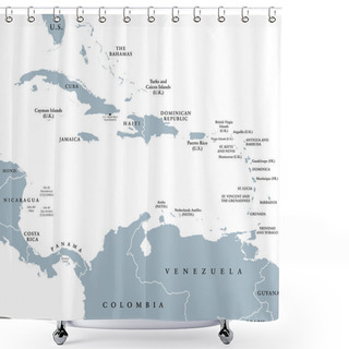 Personality  The Caribbean Countries Political Map Shower Curtains