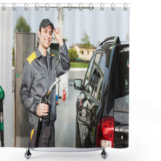 Personality  Gas Station Attendant At Work Shower Curtains