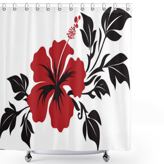 Personality  Hibiscus Flower Vector Illustration For Logos, Tattoos, Stickers And Wall Decors Shower Curtains