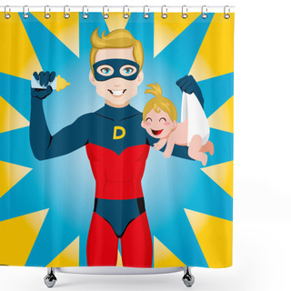 Personality  Super Hero Dad Shower Curtains