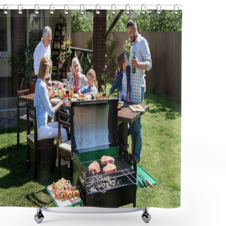 Personality  Happy Family At Barbecue  Shower Curtains