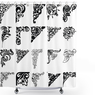 Personality  Set Of Twenty One Color Corners. Elements Of Design. Shower Curtains
