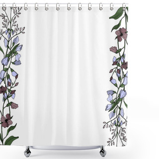 Personality  Vector Wildflower Floral Botanical Flowers. Black And White Engraved Ink Art. Frame Border Ornament Square. Shower Curtains