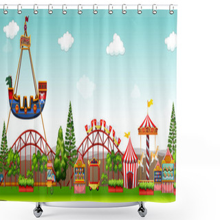 Personality  Amusement Park With Many Rides Shower Curtains