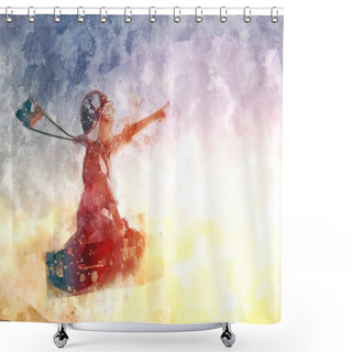 Personality  Dreams Of Travel. Illustration Shower Curtains
