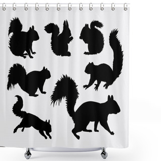 Personality  Squirrel Animal Silhouettes Shower Curtains