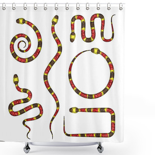 Personality  Vector 3d Illustration Of Coral Snake Or Micrurus Isolated On White Shower Curtains