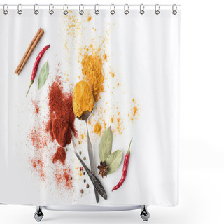 Personality  Spoons With Paprika And Curry Shower Curtains