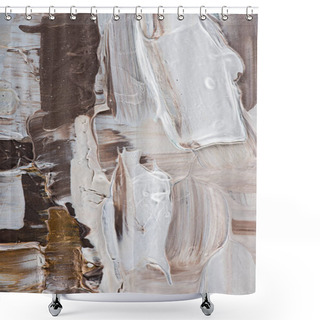 Personality  Close Up Of Beige And Brown Brush Strokes Of Oil Paint Shower Curtains