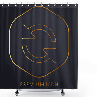 Personality  Arrows Couple Counterclockwise Rotating Symbol Golden Line Premium Logo Or Icon Shower Curtains