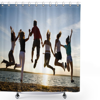 Personality  Party On Beach Shower Curtains