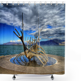 Personality  Solfar Suncraft In Reykjavik In HDR, Iceland Shower Curtains