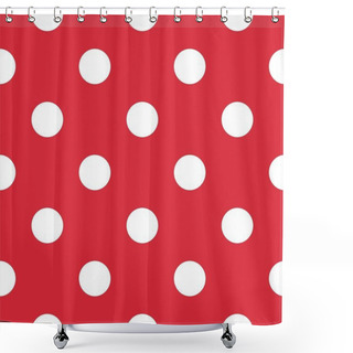 Personality  Big Polka Dots On Red Background Retro Seamless Vector Pattern Shower Curtains