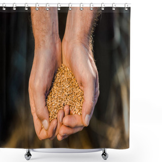 Personality  Cropped View Of Farmer Holding Seeds In Hands  Shower Curtains