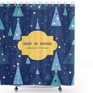 Personality  Vector Abstract Holiday Christmas Trees Frame Seamless Pattern Background Shower Curtains