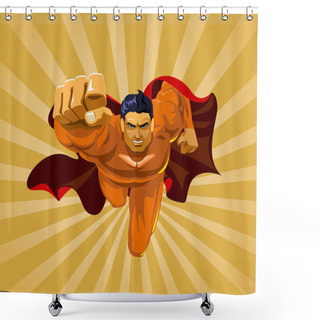 Personality  Flying Superhero Shower Curtains