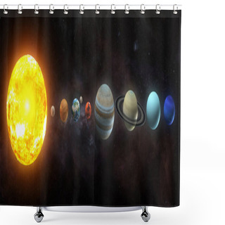 Personality  Solar System Planets Set. The Sun And Planets In A Row On Univer Shower Curtains
