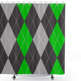 Personality  Green Gray Argyle Fabric Texture Seamless Pattern Shower Curtains
