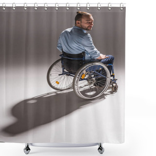 Personality  Man On Wheelchair Casting Shadow Shower Curtains