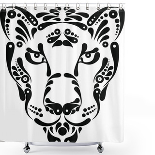 Personality  Panther Tattoo, Symbol Decoration Illustration Shower Curtains