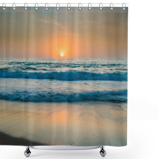 Personality  Soft Sunrise Seascape With A Hint Of Orange At Killcare Beach On The Central Coast, NSW, Australia. Shower Curtains