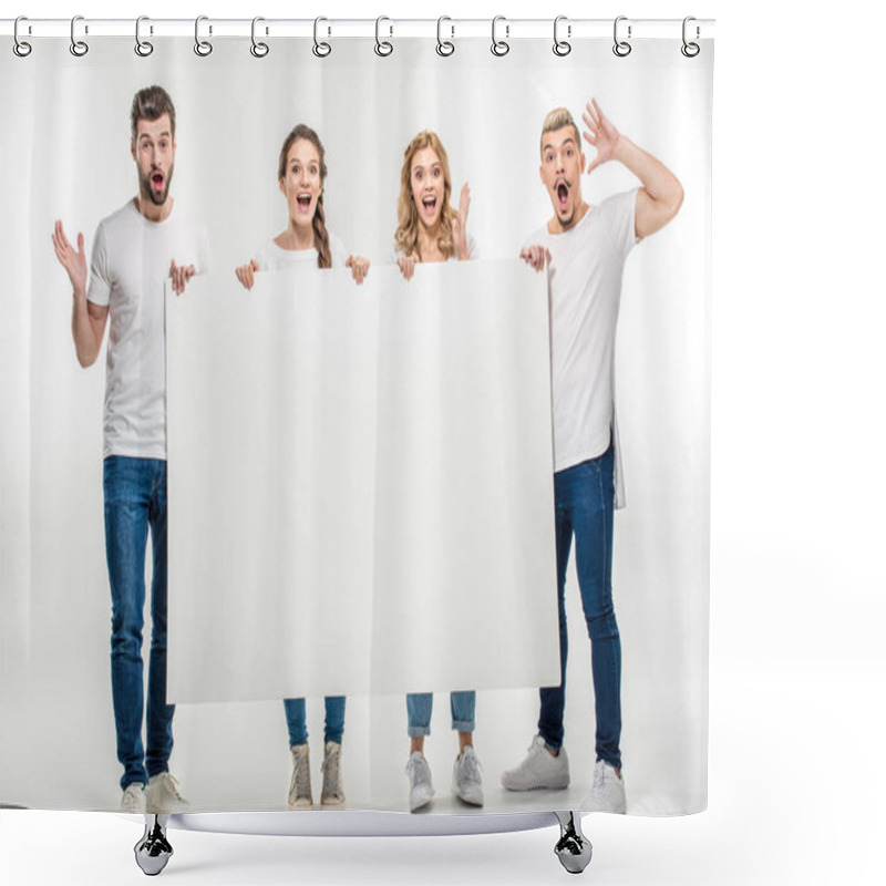 Personality  Friends holding blank card   shower curtains