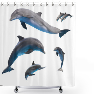 Personality  Jumping Dolphins On White Shower Curtains