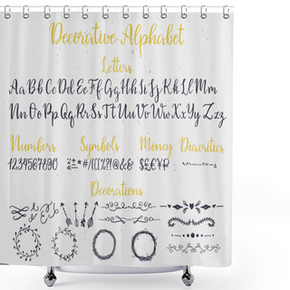 Personality  Decorative Brush Lettering Alphabet. Shower Curtains